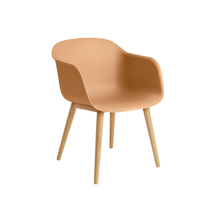 Silla Fiber con brazos Base Roble